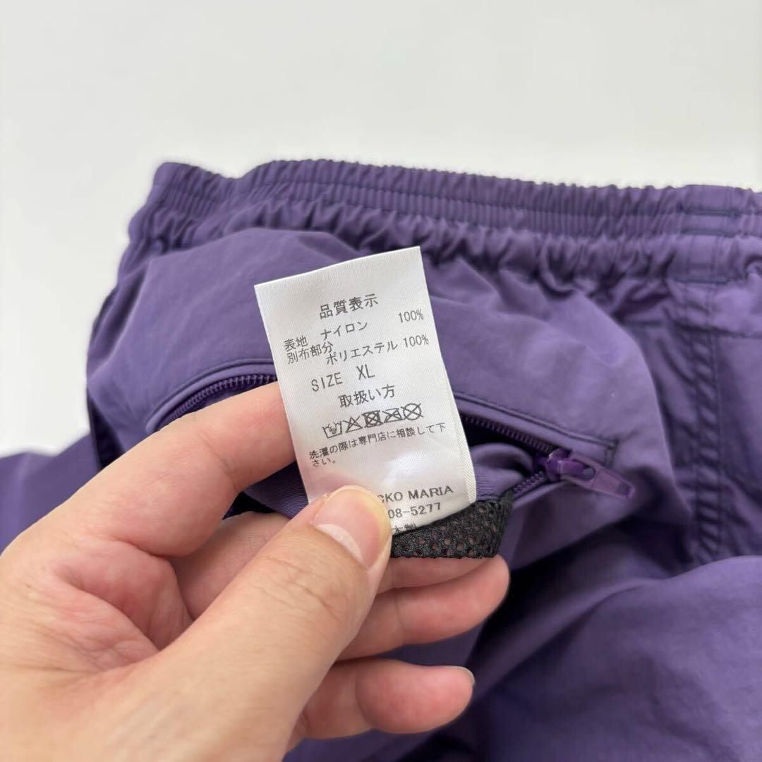25ss 良品 ワコマリア ナイロン ボード ショーツ 刺繍 パープル XL