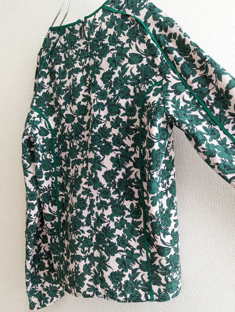 【美品】MSGM ジップ袖　花柄グリーン　モードブラウス　イタリア