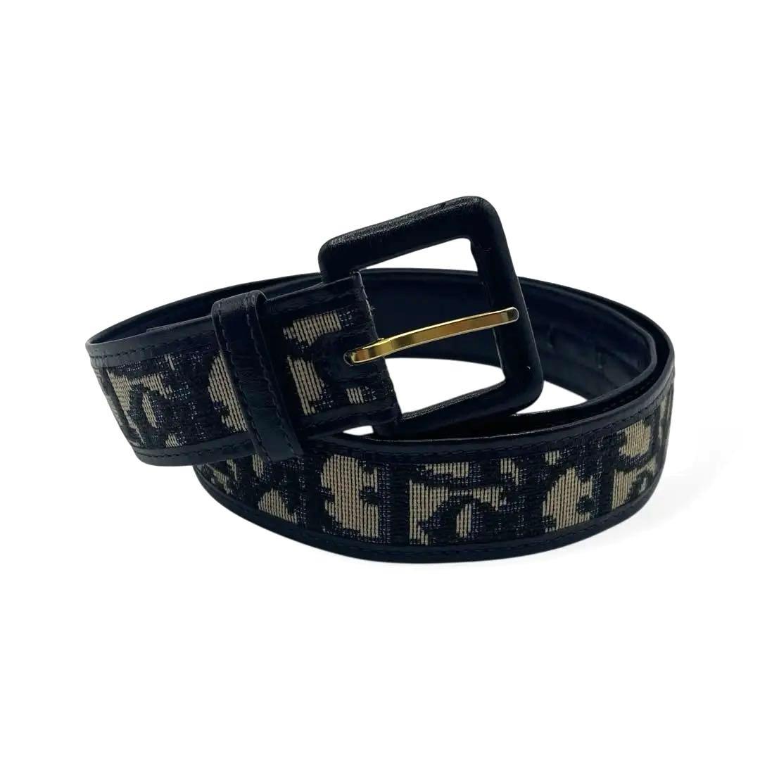 極美品　ディオール　ベルト　トロッター　レザー　ネイビー　紺色