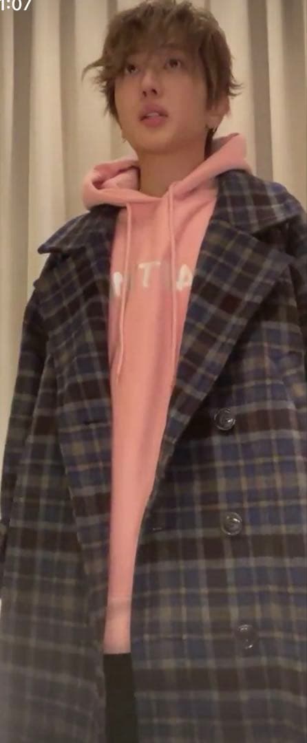 ナップタイム　naptime. Nissy 西島隆弘　コート　チェック　ブルー