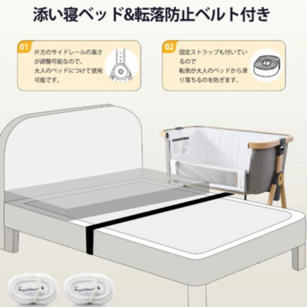 ベビーベッド 高さ調整可能 折り畳み 収納袋付きHZDMJ ライトグレー