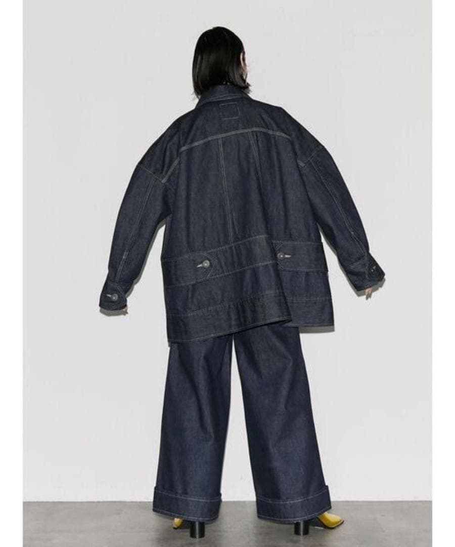 UN3D.　ビッグディテールデニムコート　ホワイト　洗える　gジャン　アウター