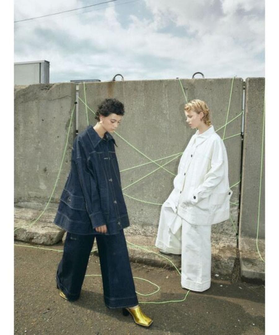 UN3D.　ビッグディテールデニムコート　ホワイト　洗える　gジャン　アウター