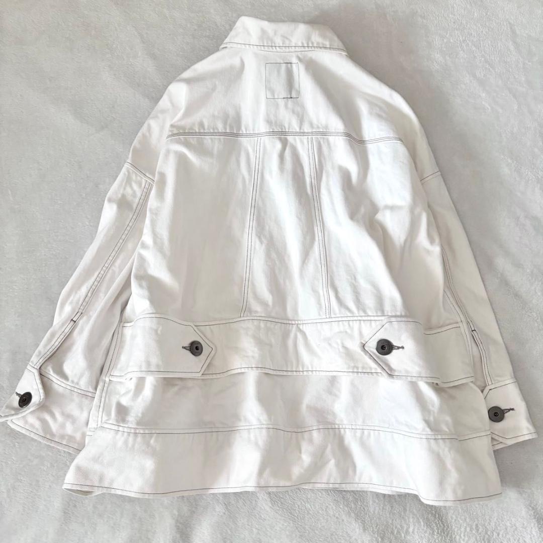 UN3D.　ビッグディテールデニムコート　ホワイト　洗える　gジャン　アウター