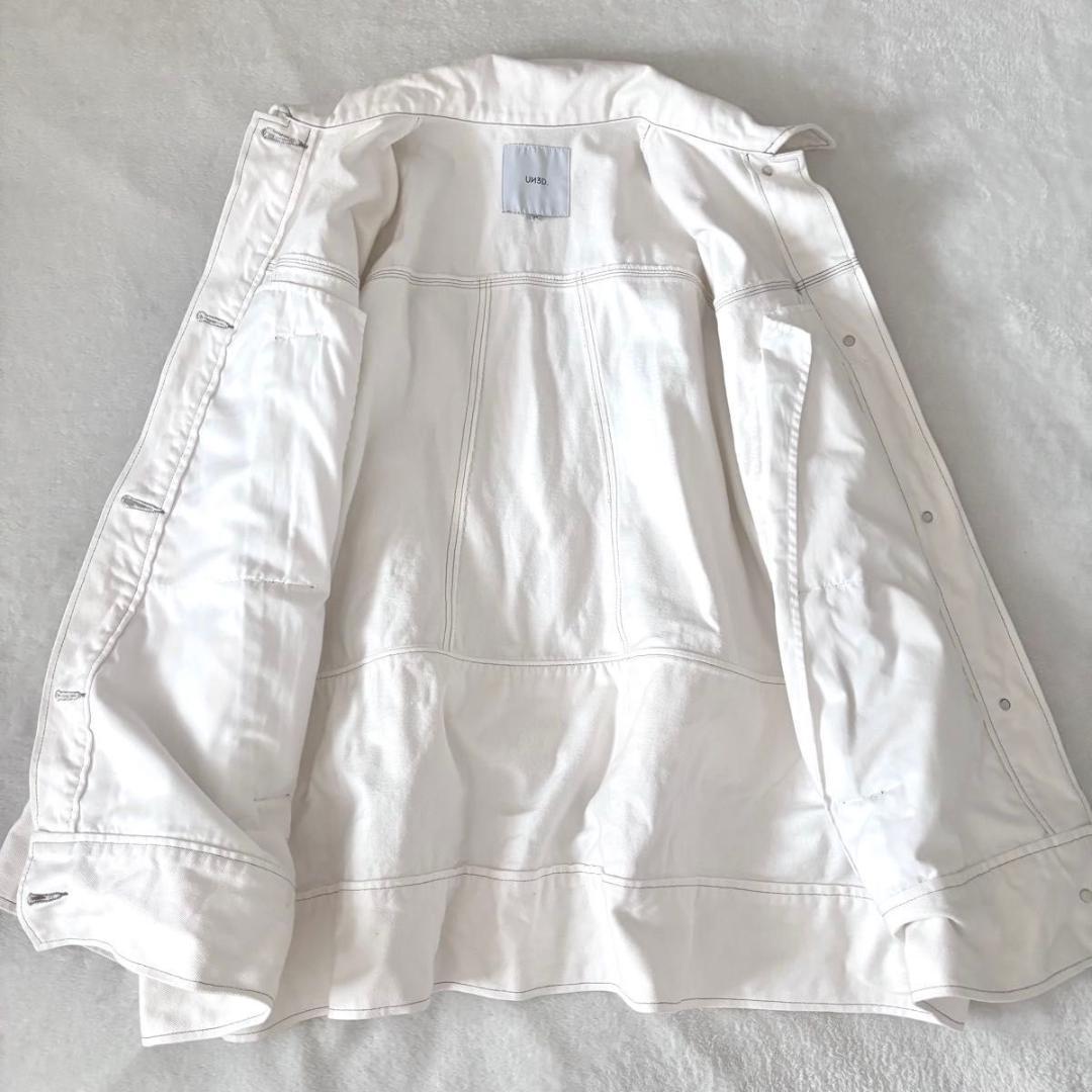 UN3D.　ビッグディテールデニムコート　ホワイト　洗える　gジャン　アウター