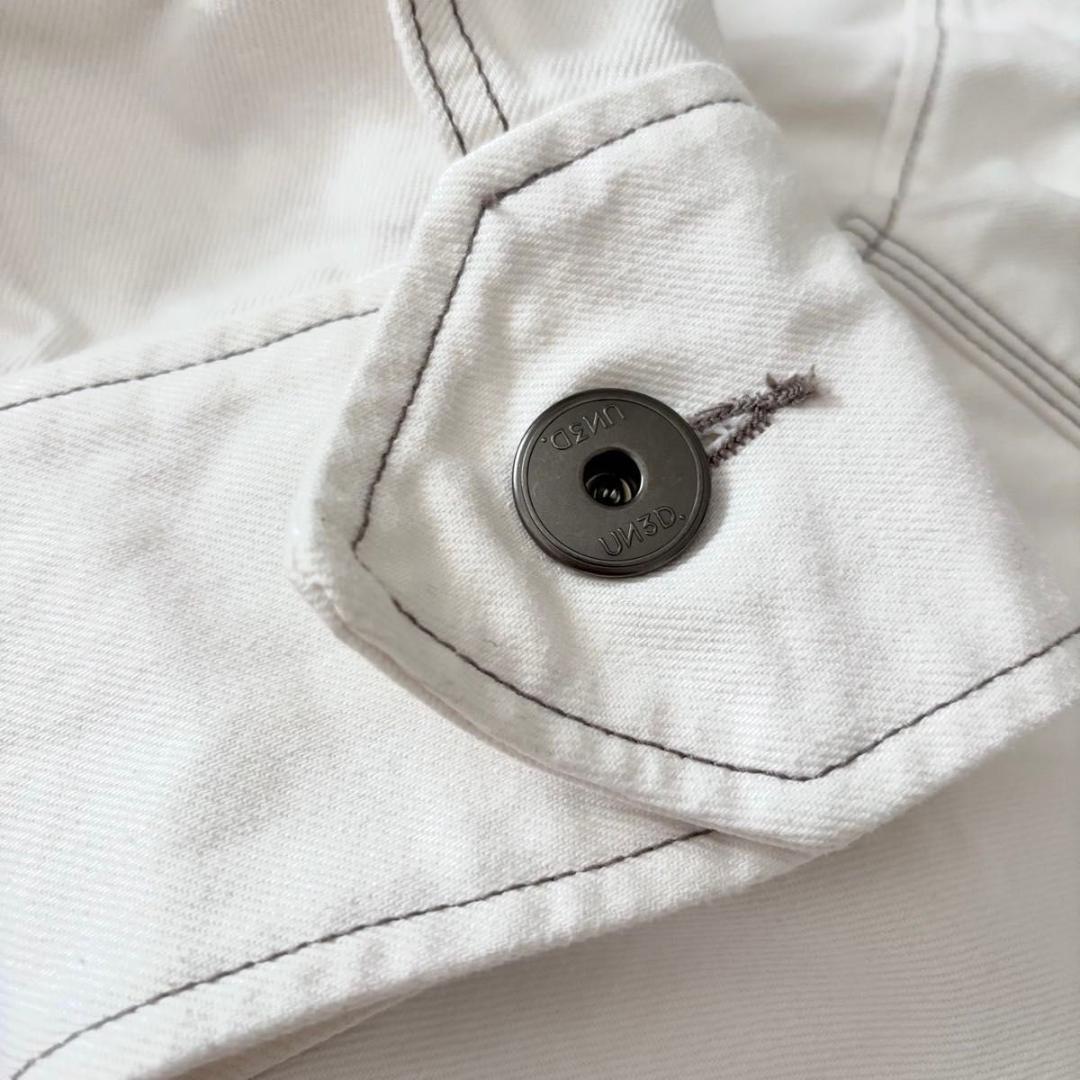 UN3D.　ビッグディテールデニムコート　ホワイト　洗える　gジャン　アウター