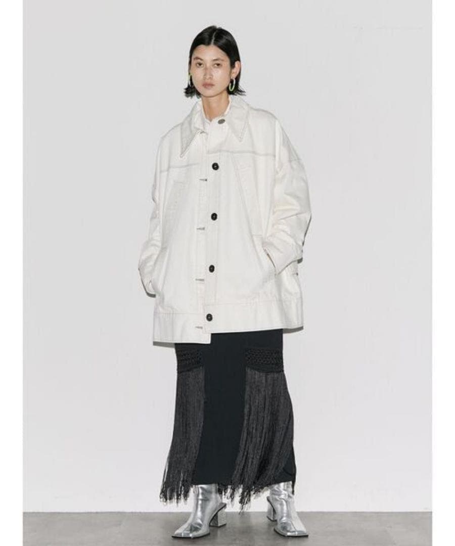 UN3D.　ビッグディテールデニムコート　ホワイト　洗える　gジャン　アウター