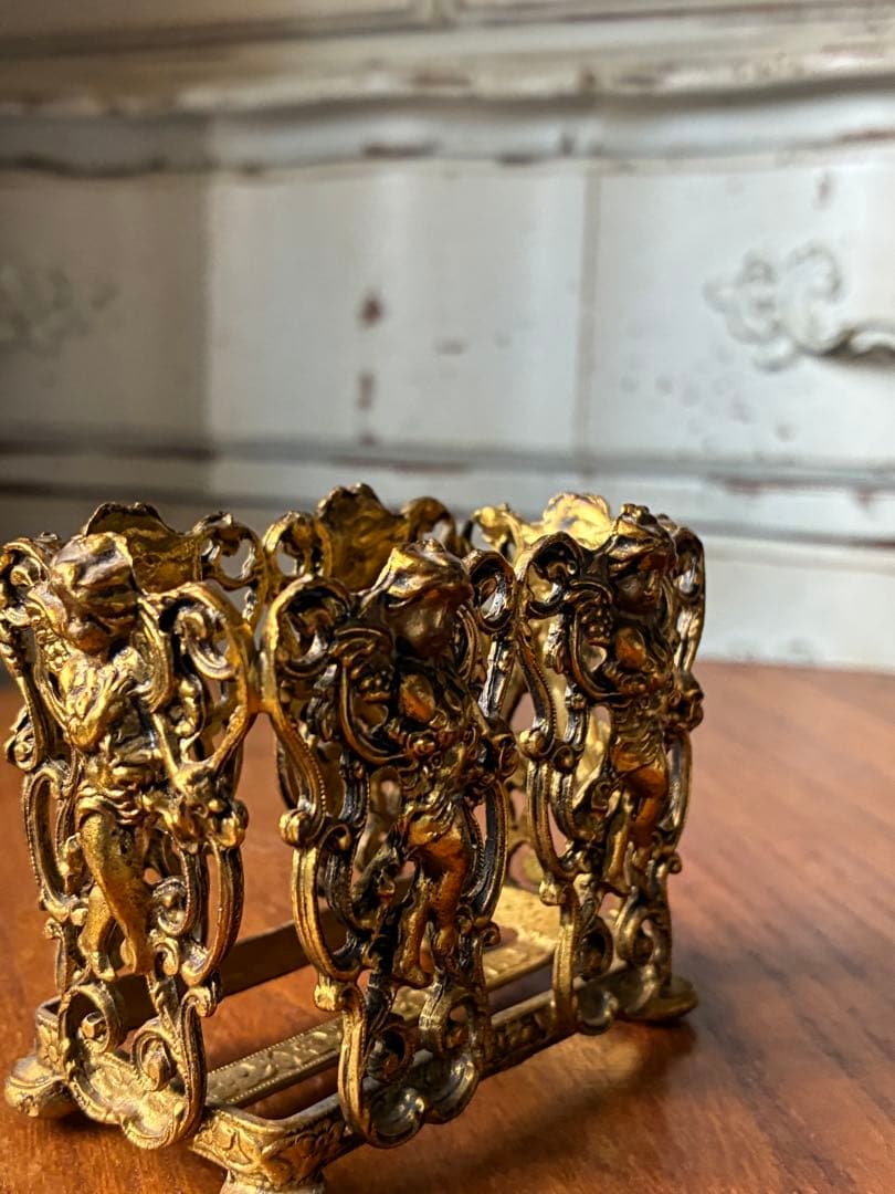 フランス　アンティーク　オルモル　香水瓶　ホルダー　真鍮　エンジェル　天使　レア