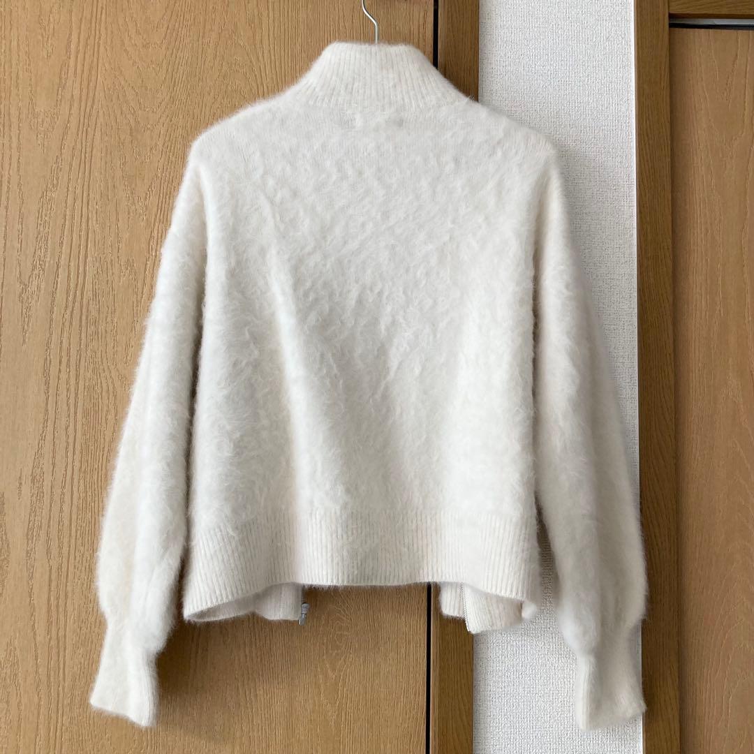 DRESSLAVE ふわふわ　フォックスカシミヤ　ジップブルゾン　白