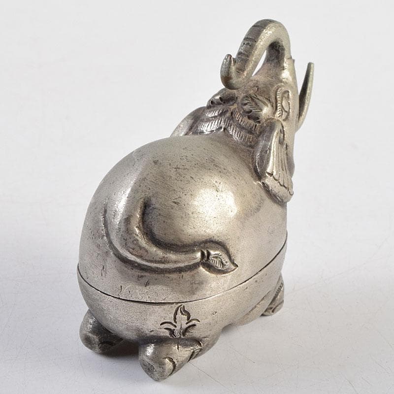 中国　古銅　象摘三つ足香炉　T90刻印　象香炉　二点まとめて　U　R9396