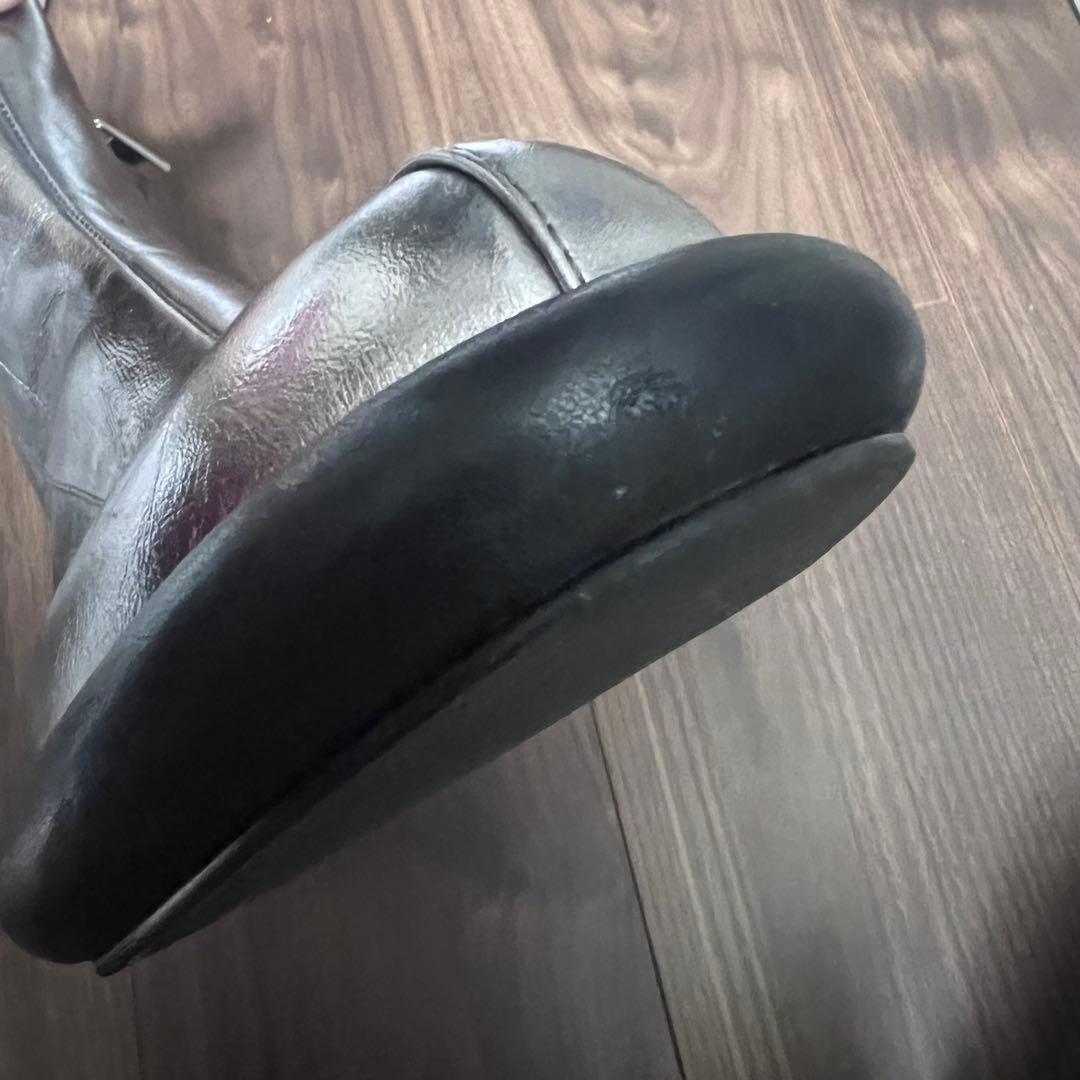 UN3D. ラウンドロウヒールブーツ シルバー38サイズ