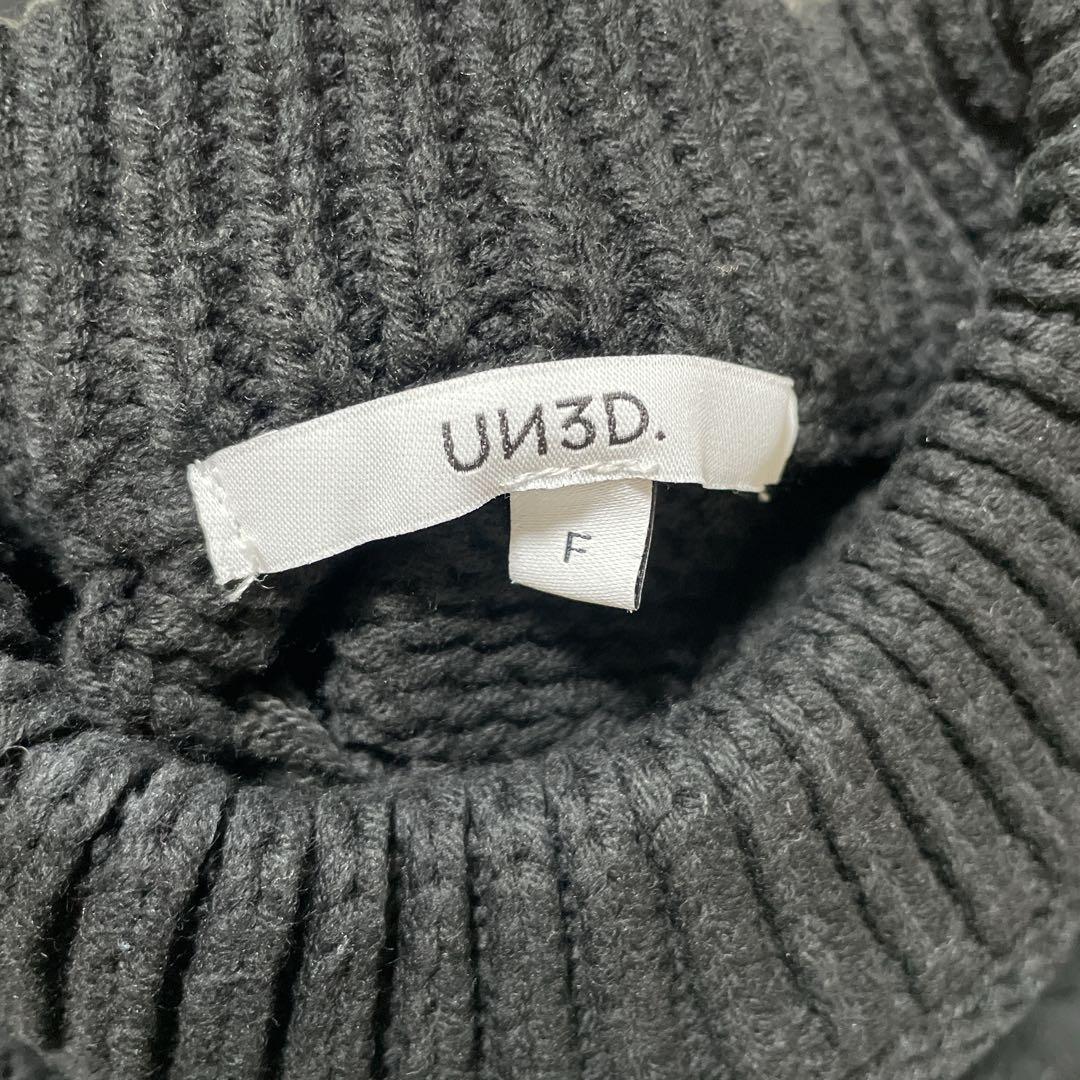 UN3D. アンスリード レイヤード ケーブル ニットワンピース ブラック