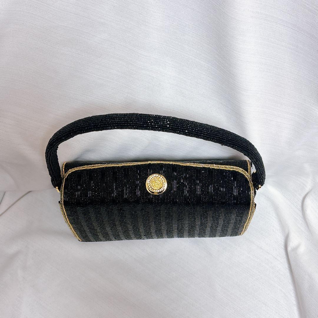 【和服にも】総　ビーズバッグ　ハンドバッグ　フォーマル　結婚式　昭和レトロ