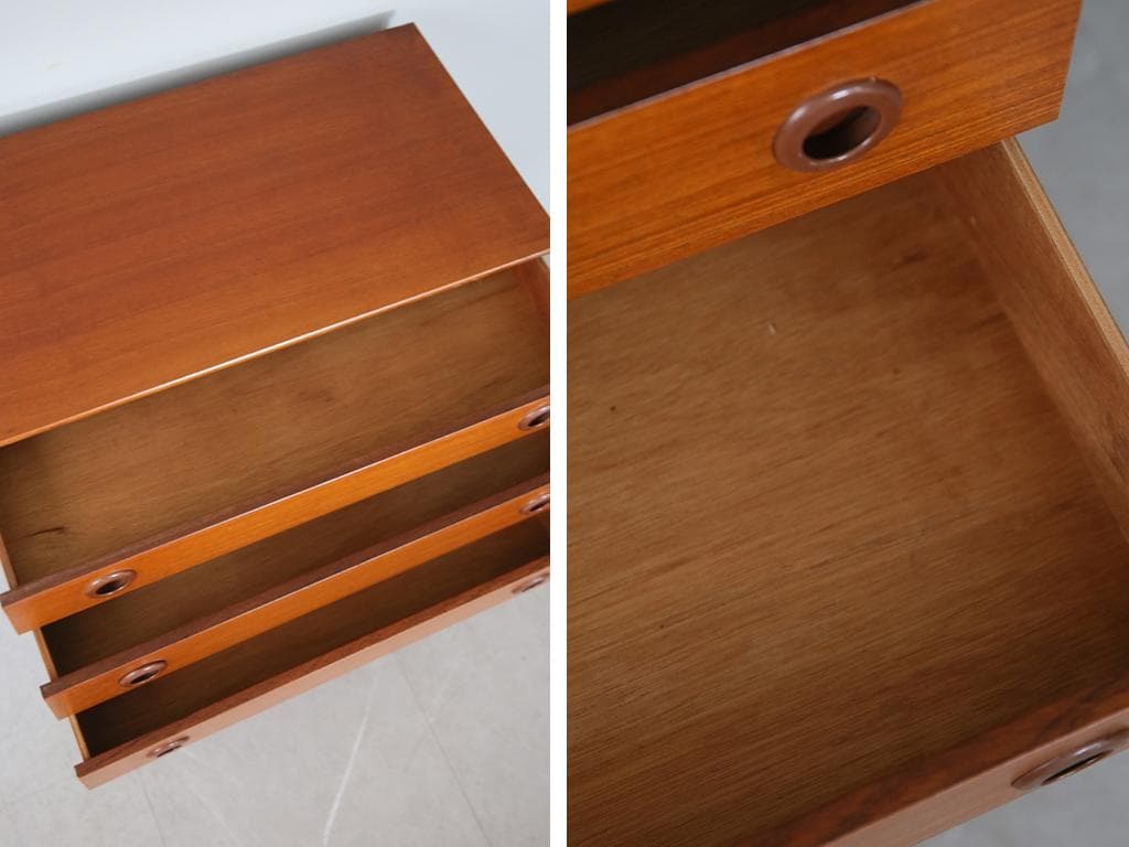 英国アンティークチーク3杯ドロワー/木製チェスト/タンス/飾り棚(91-240)