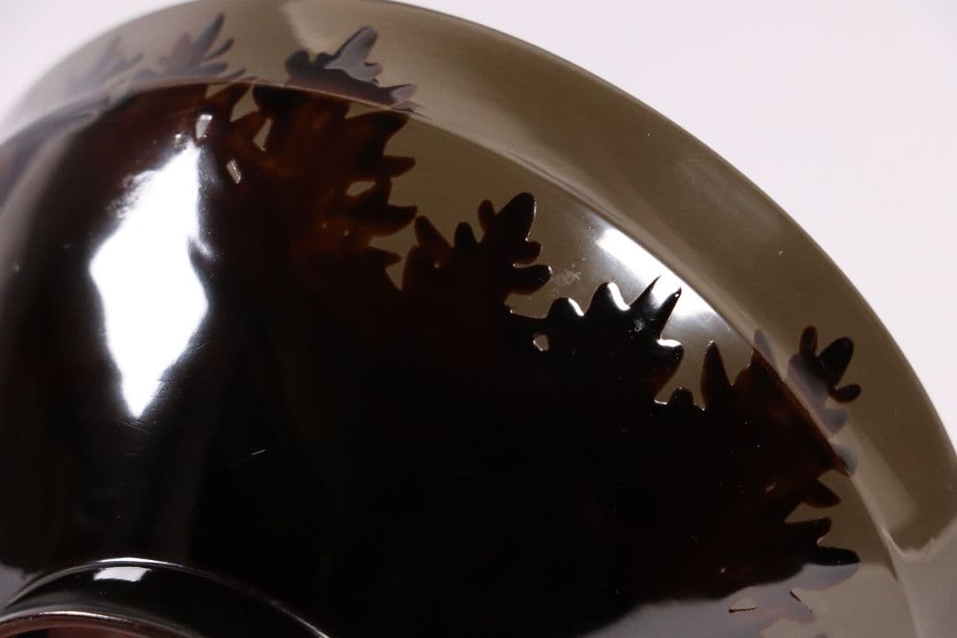 CL14 時代木製漆器 森に鳥 金蒔絵 吸物椀 二客 黒塗 朱塗 闇絵