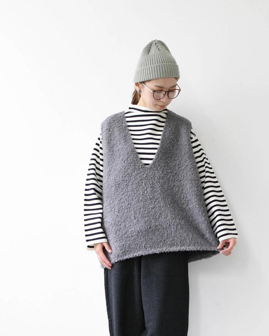 【新品タグ】mizuiro ind ミズイロインド へアリーVネックベスト