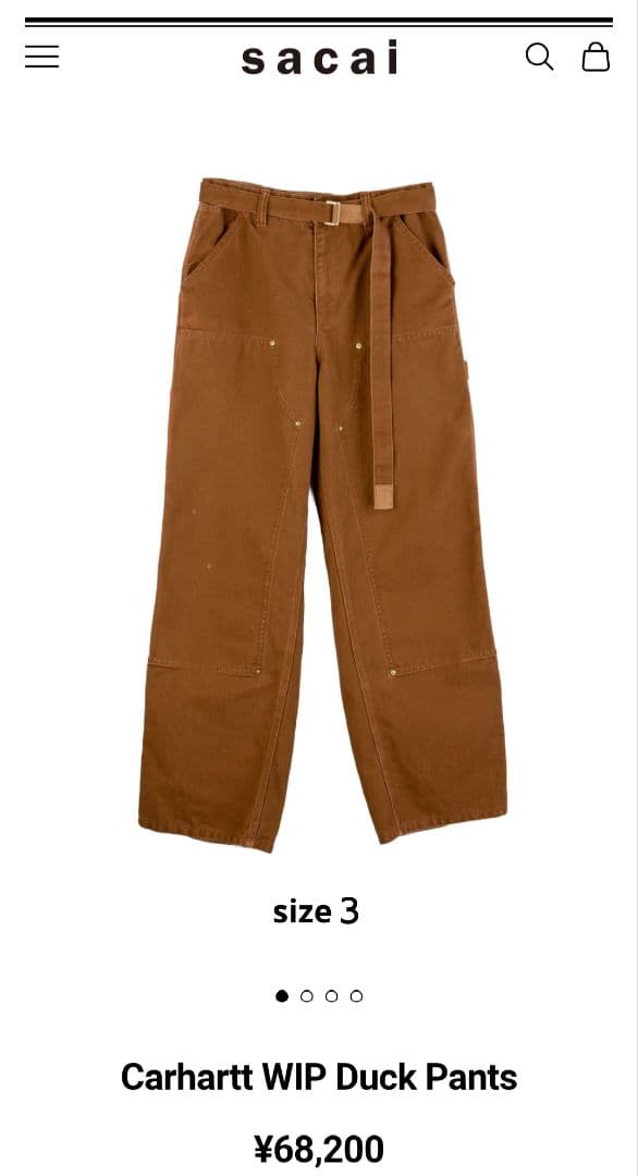 ※値下げ不可　size3 sacai carhartt サカイ　カーハート