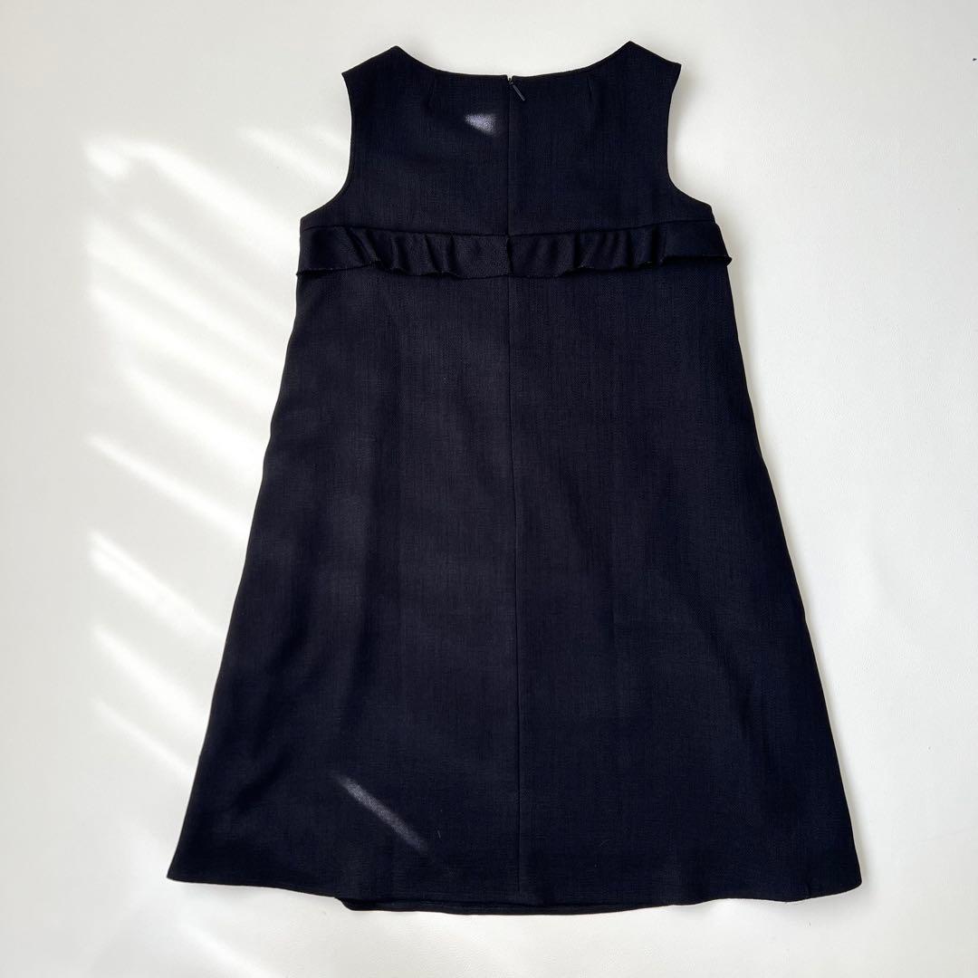 良品　Rene ルネ　Aラインワンピース　サイドフリル　バックフリル　ネイビー