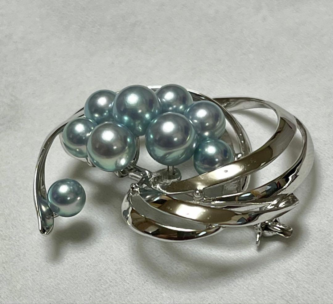 TASAKI 希少 美品 田崎真珠 ブルーパール ブローチ ベビーパール 黒真珠