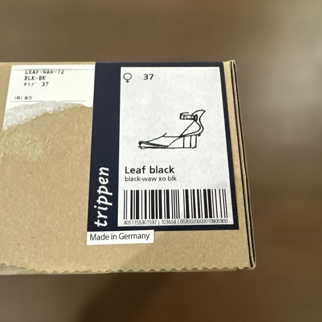 か*り様 トリッペン　レザーオープントゥサンダル 黒 中ヒール