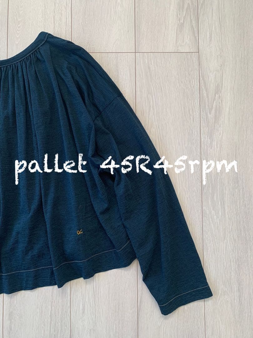 45R45rpm スーピマ天竺のギャザーブラウス(インディゴ)