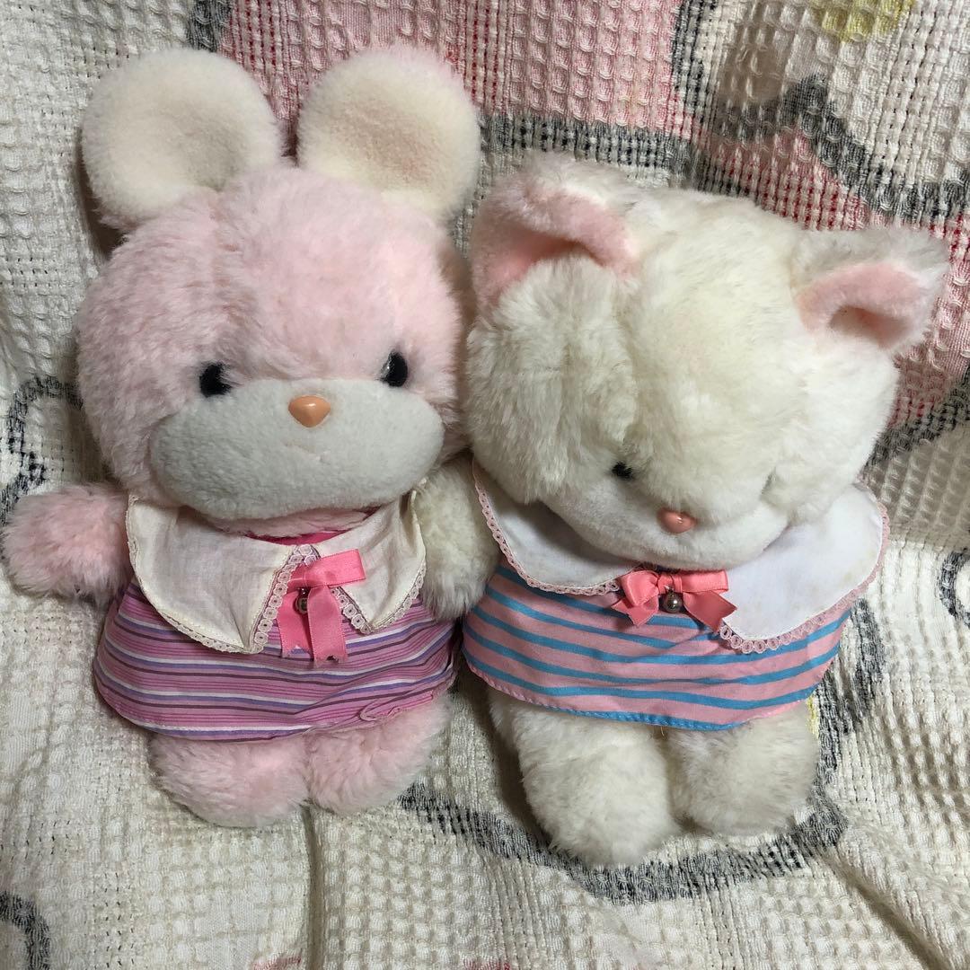 吉徳　クリーミー　昭和レトロ　初期タグ　当時の物　ウサギ＆ネコ　ぬいぐるみ　中古