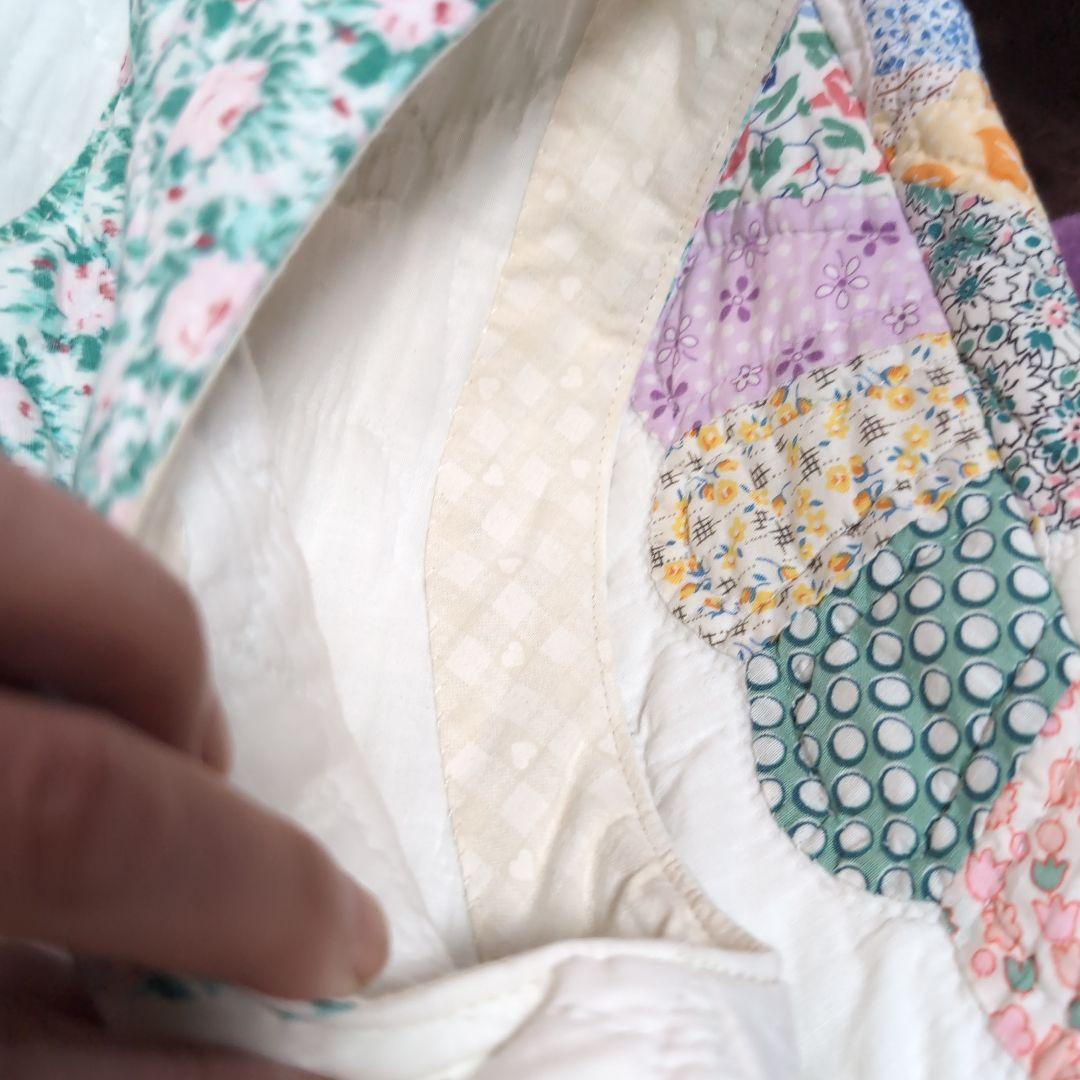 70s花柄パッチワークキルティングノースリーブロングワンピース