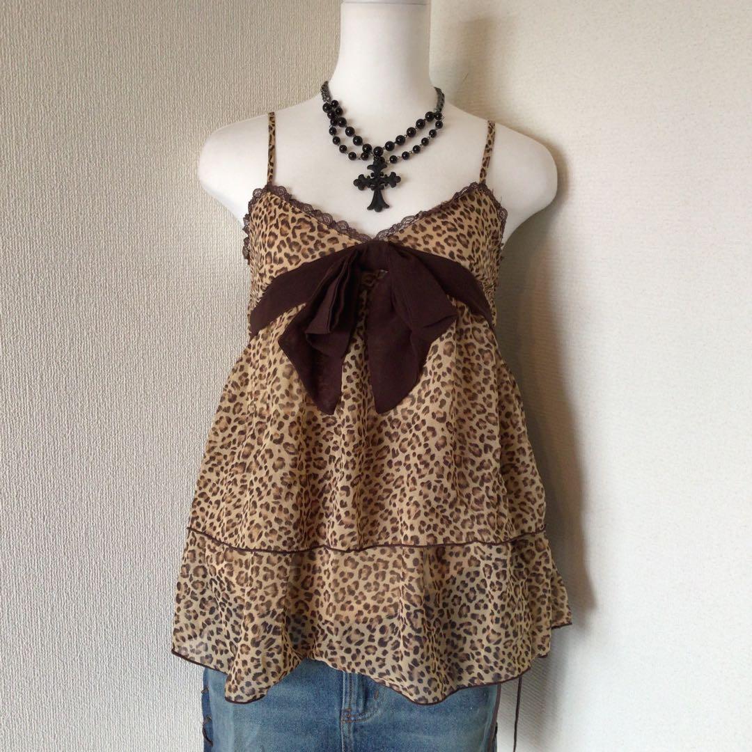 y2k TRALALA 希少　豹柄ティアードキャミ平成ギャル　姫ギャル　リズリサ