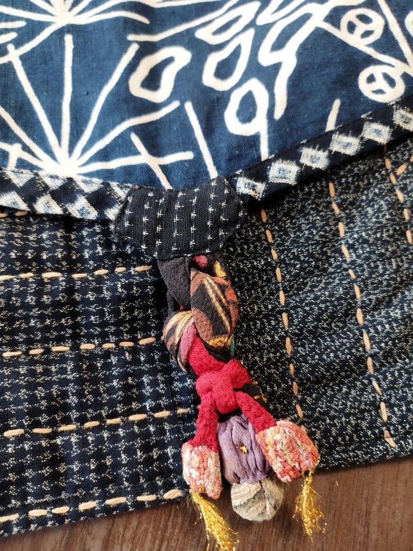 古布　久留米絣　刺し子　藍染　絵絣　ベスト