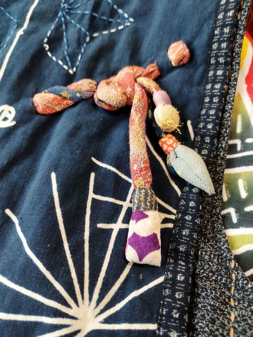 古布　久留米絣　刺し子　藍染　絵絣　ベスト