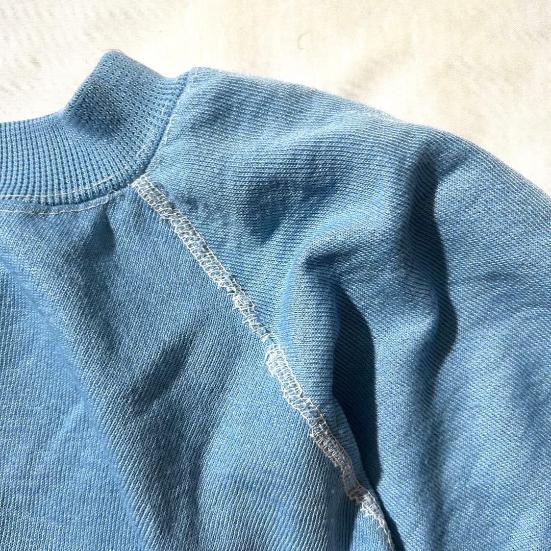 80sミッキーマウスプリント 白足 スウェット vintage 水色 短丈