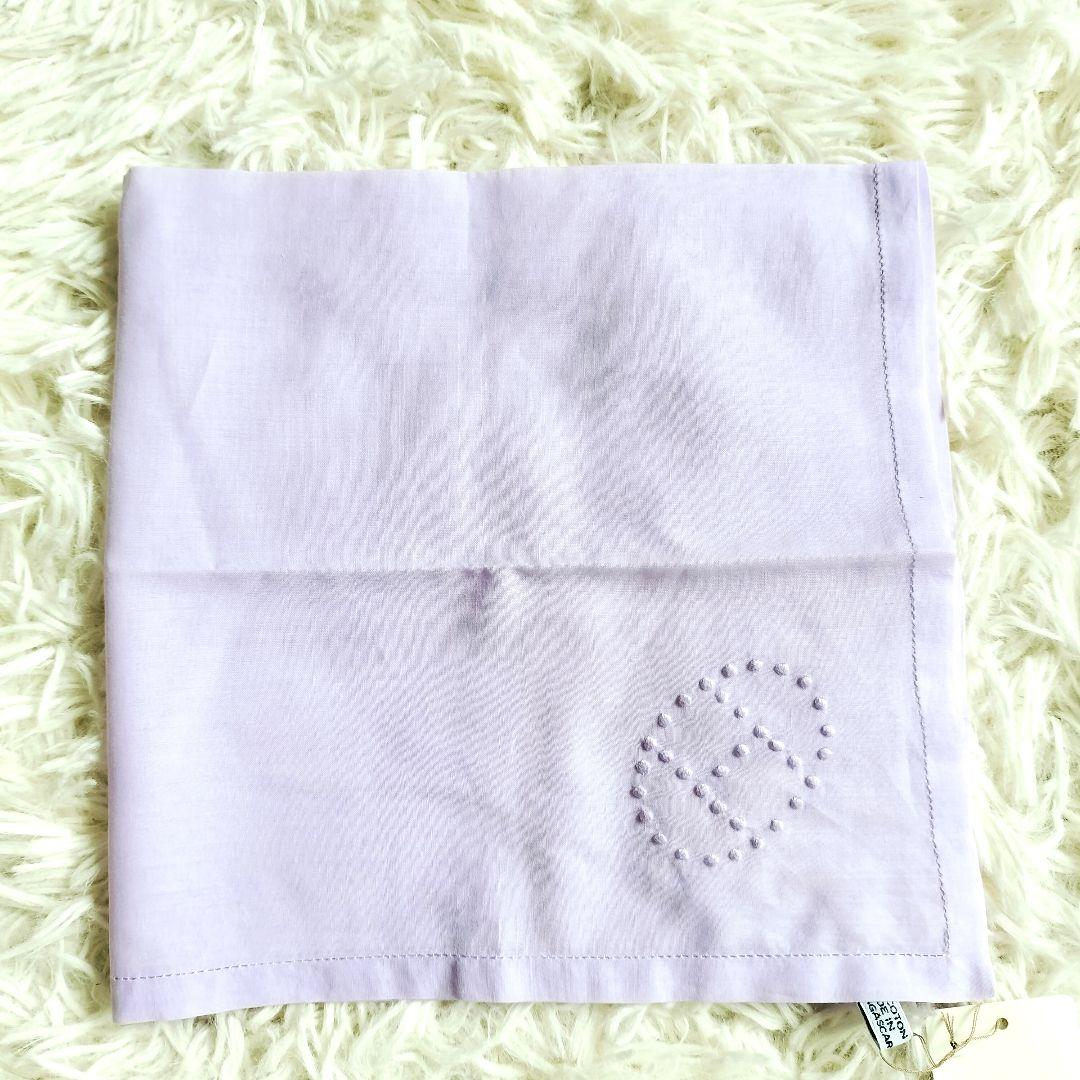 未使用品☆HERMES エルメス☆ハンカチ ラライトパープル コットン