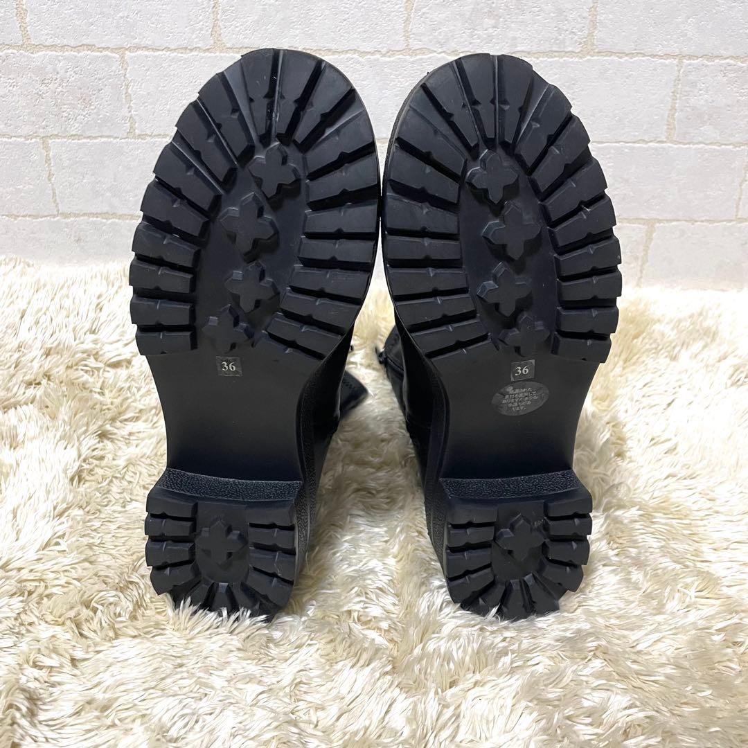 ヌエール　NOUER レザー ブラック ショートブーツ　23cm サイドゴア