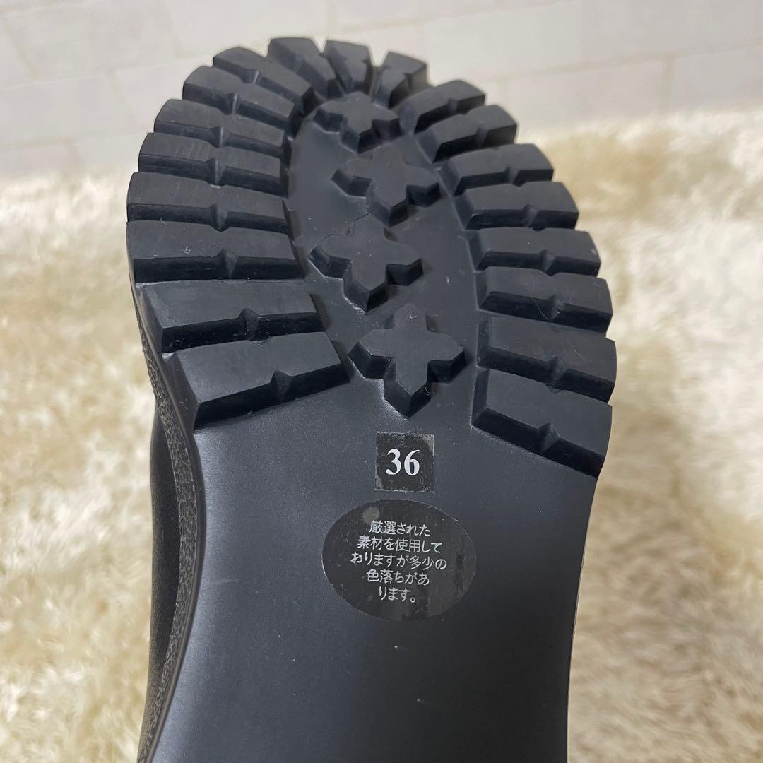 ヌエール　NOUER レザー ブラック ショートブーツ　23cm サイドゴア