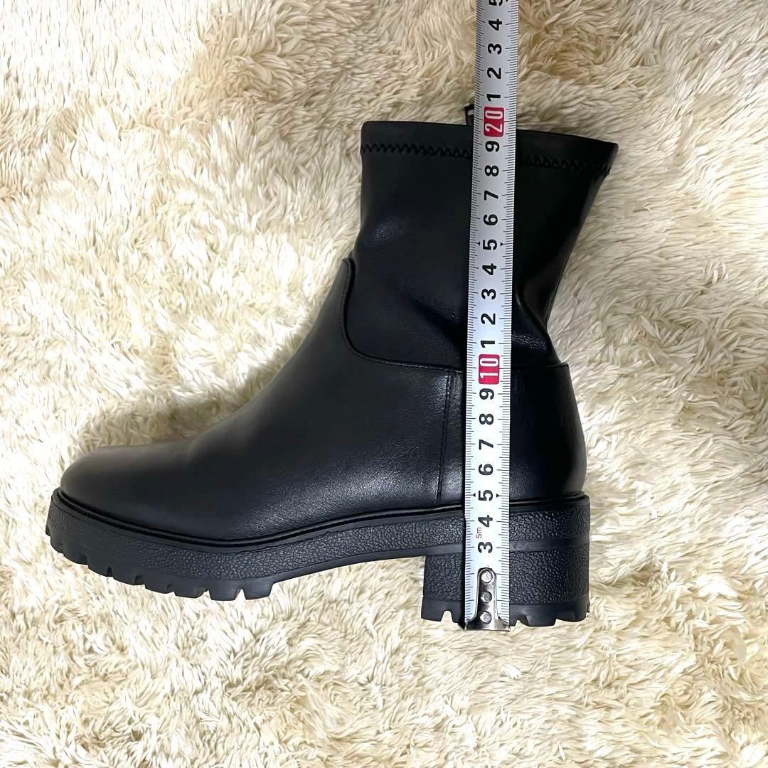 ヌエール　NOUER レザー ブラック ショートブーツ　23cm サイドゴア