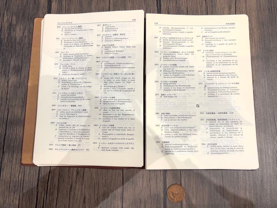鉄道線路土木用語におけるアメリカ英訳、イギリス英訳、ドイツ訳、フランス訳のセット