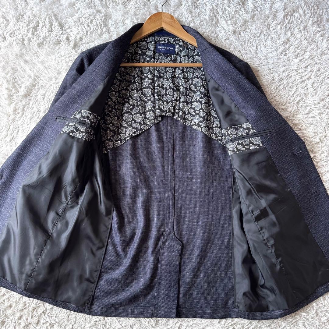 極美品　メンズビギ　テーラードジャケット　ペイズリー　ブルー　アンコン　LL