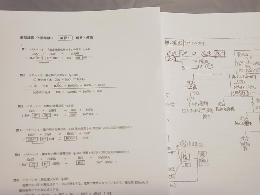 駿台　23年夏期　化学特講Ⅱ無機　板書プリントセット　景安先生　鉄緑会　河合塾