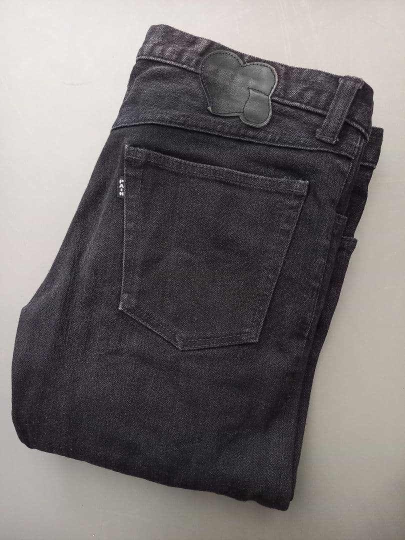 NUMBER (N)INE☆ハート涙レザーパッチ☆ブラックデニム☆スキニー☆１