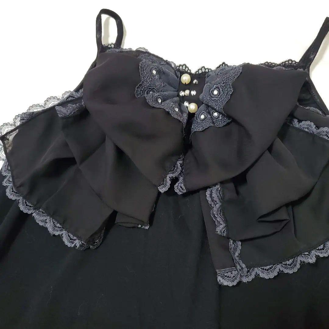 axes femme ビックリボン フリル付き 黒 シフォンキャミソール 平成
