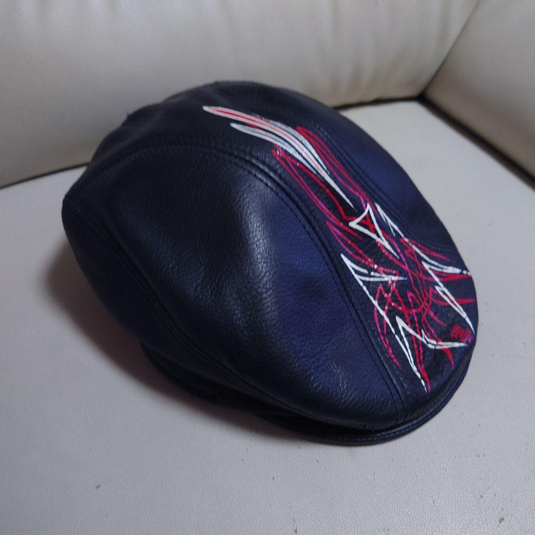 schottレザーペイントベレー帽 黒