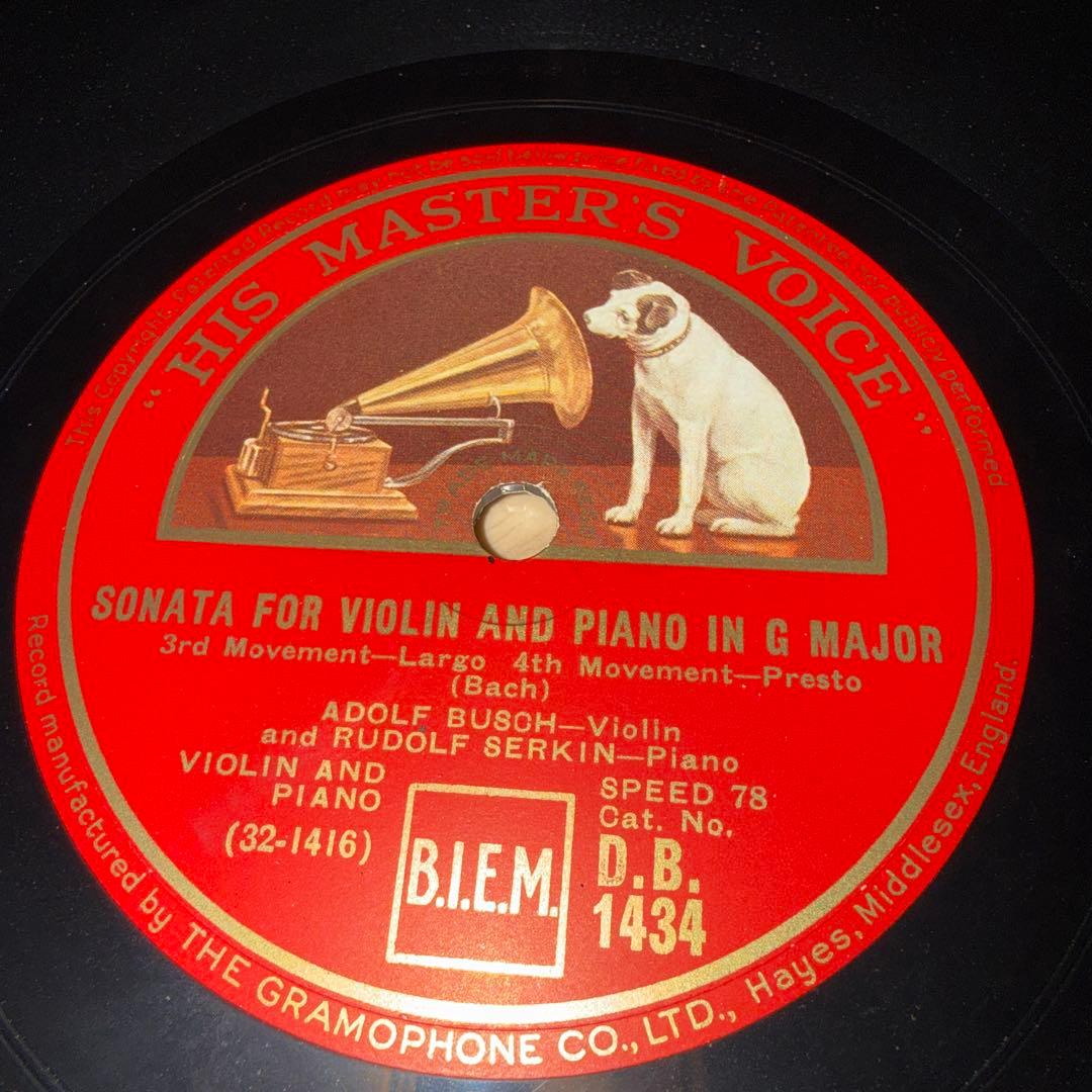 SP英盤HMVアドルフブッシュandゼルキン/バッハviolin sonata