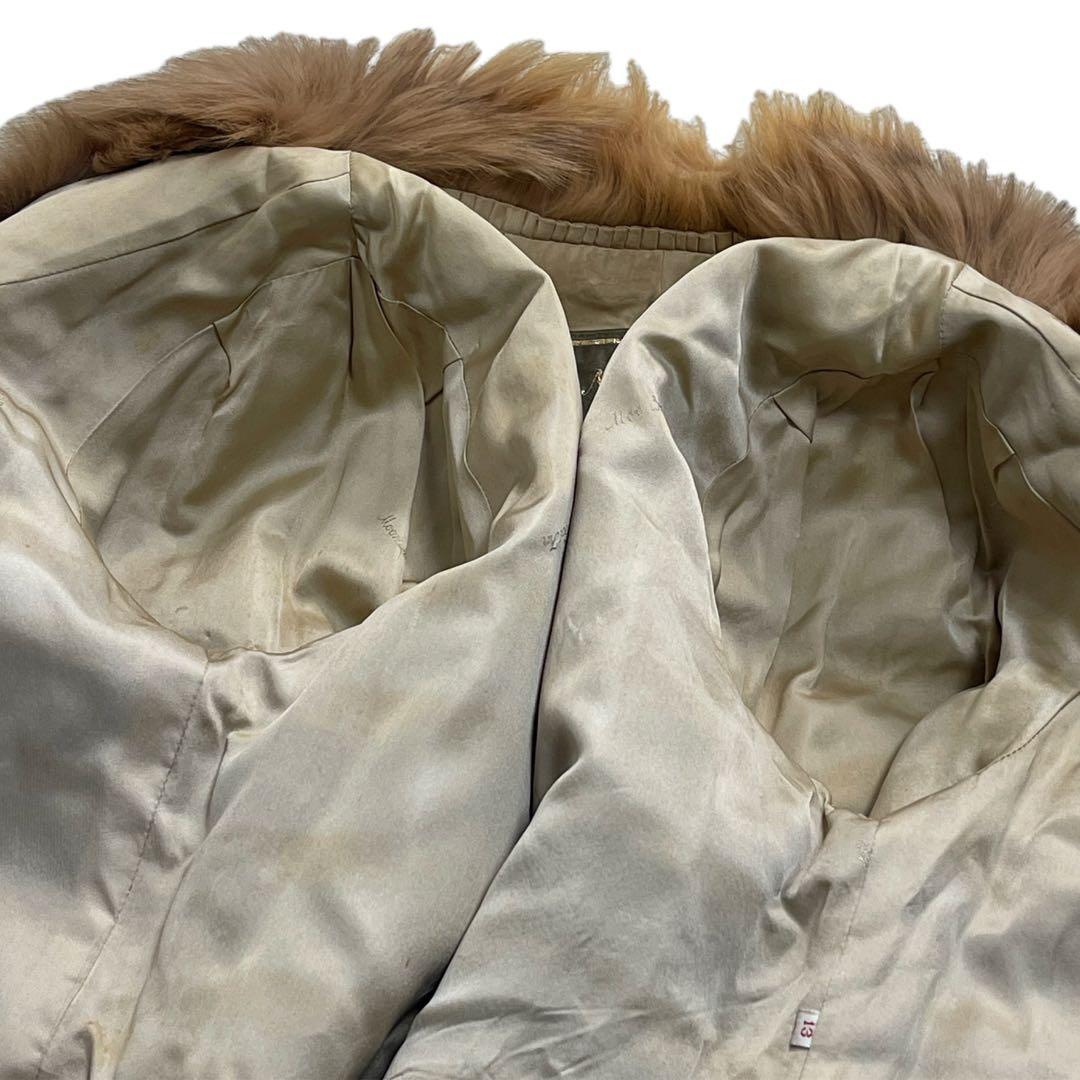 染めブルーフォックス　ムーンバット　ファーコート　XLサイズ相当　総丈78cm