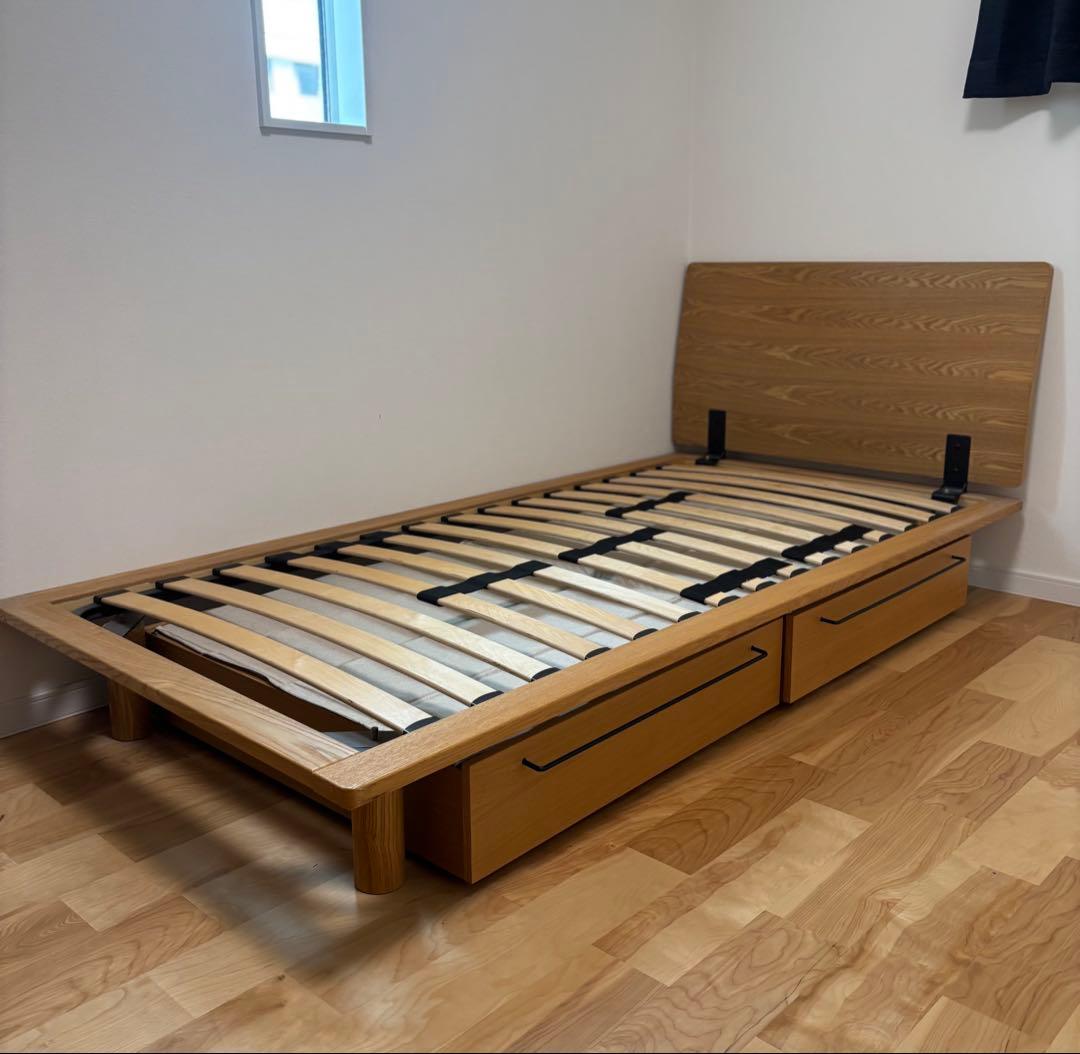 ＊専用＊ 無印良品　旧タイプ　木製シングルベッド 引き出し収納付き