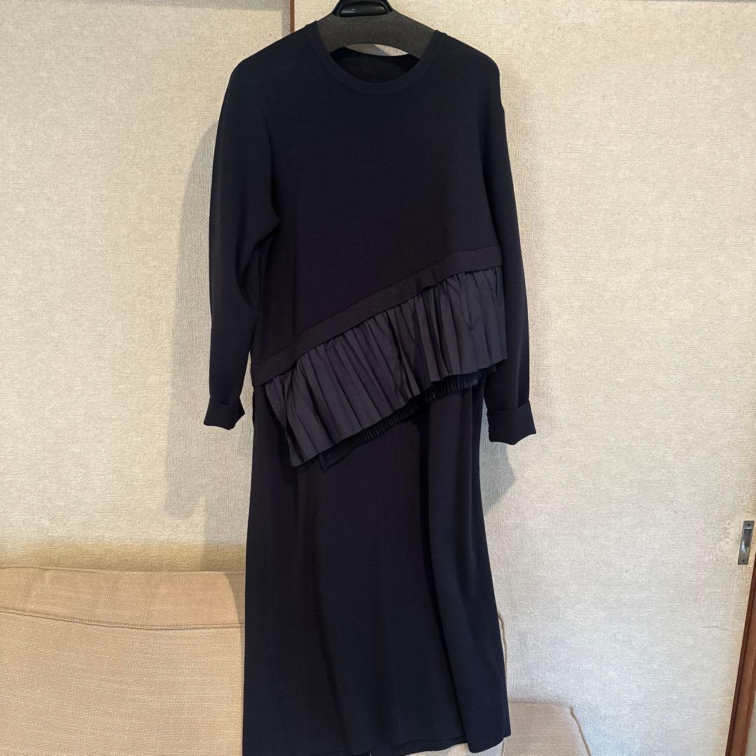 ELENDEEK フリル付き長袖ニットワンピース 新品未使用