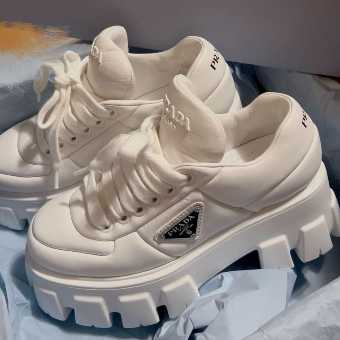 PRADA ローファー　厚底スニーカー　ホワイト　23cm
