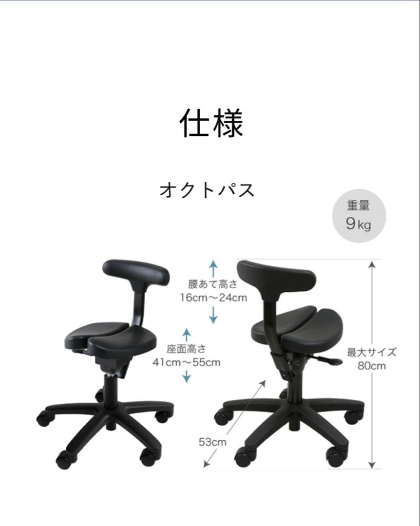 アーユルチェア　オクトパス　ブラック　体圧分散マット付