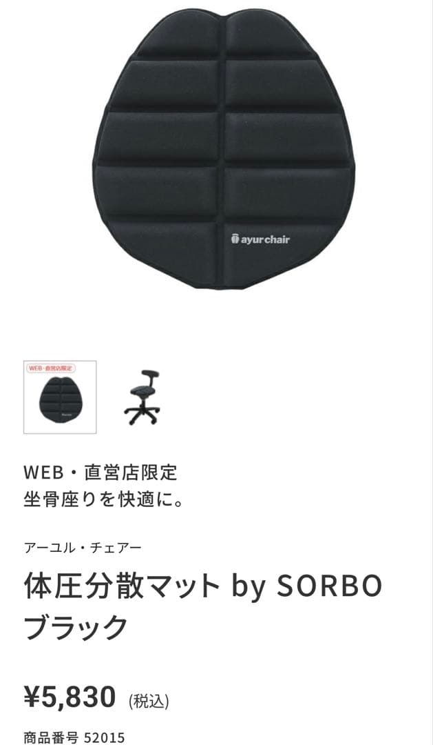 アーユルチェア　オクトパス　ブラック　体圧分散マット付