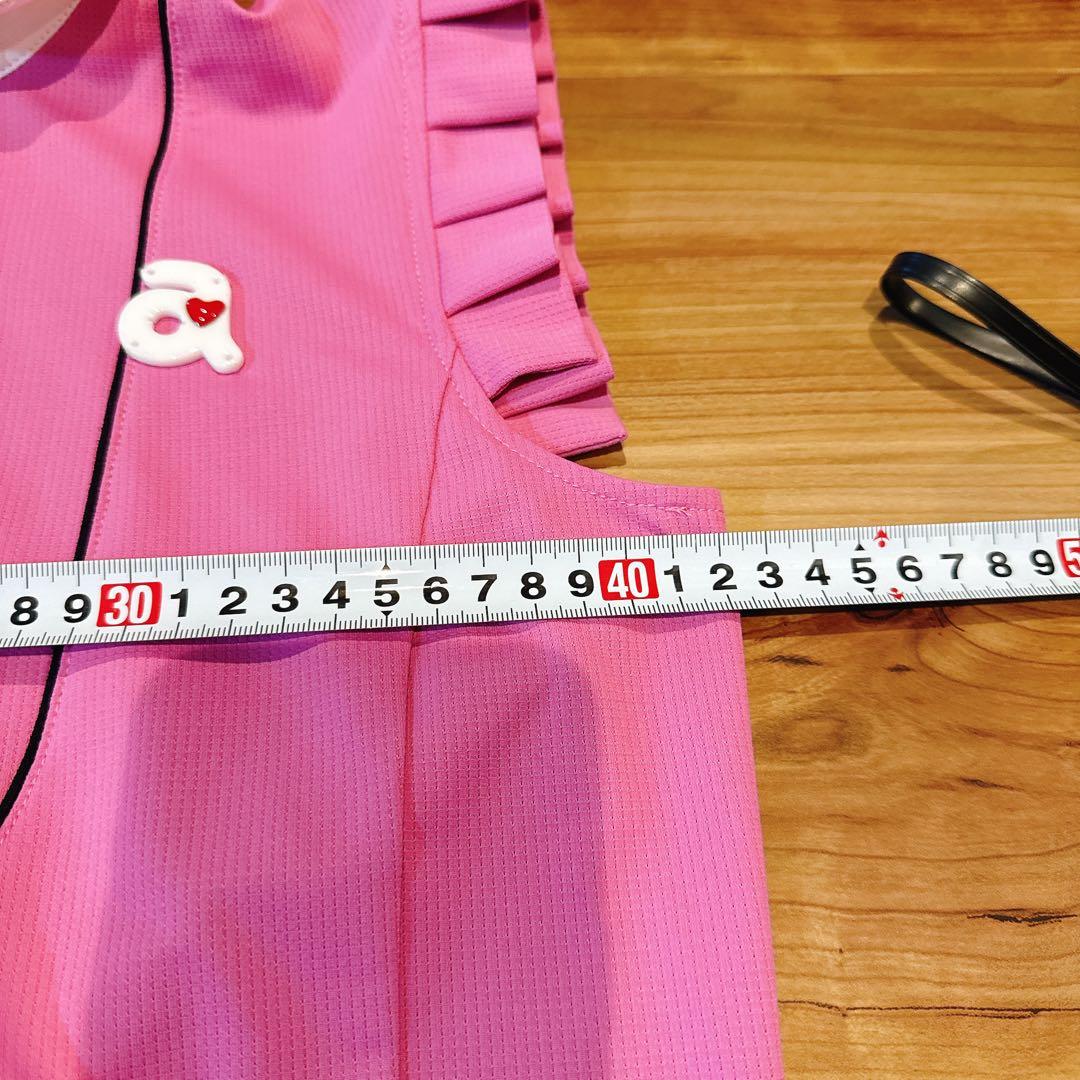 ピンク フリル付き ポロワンピース