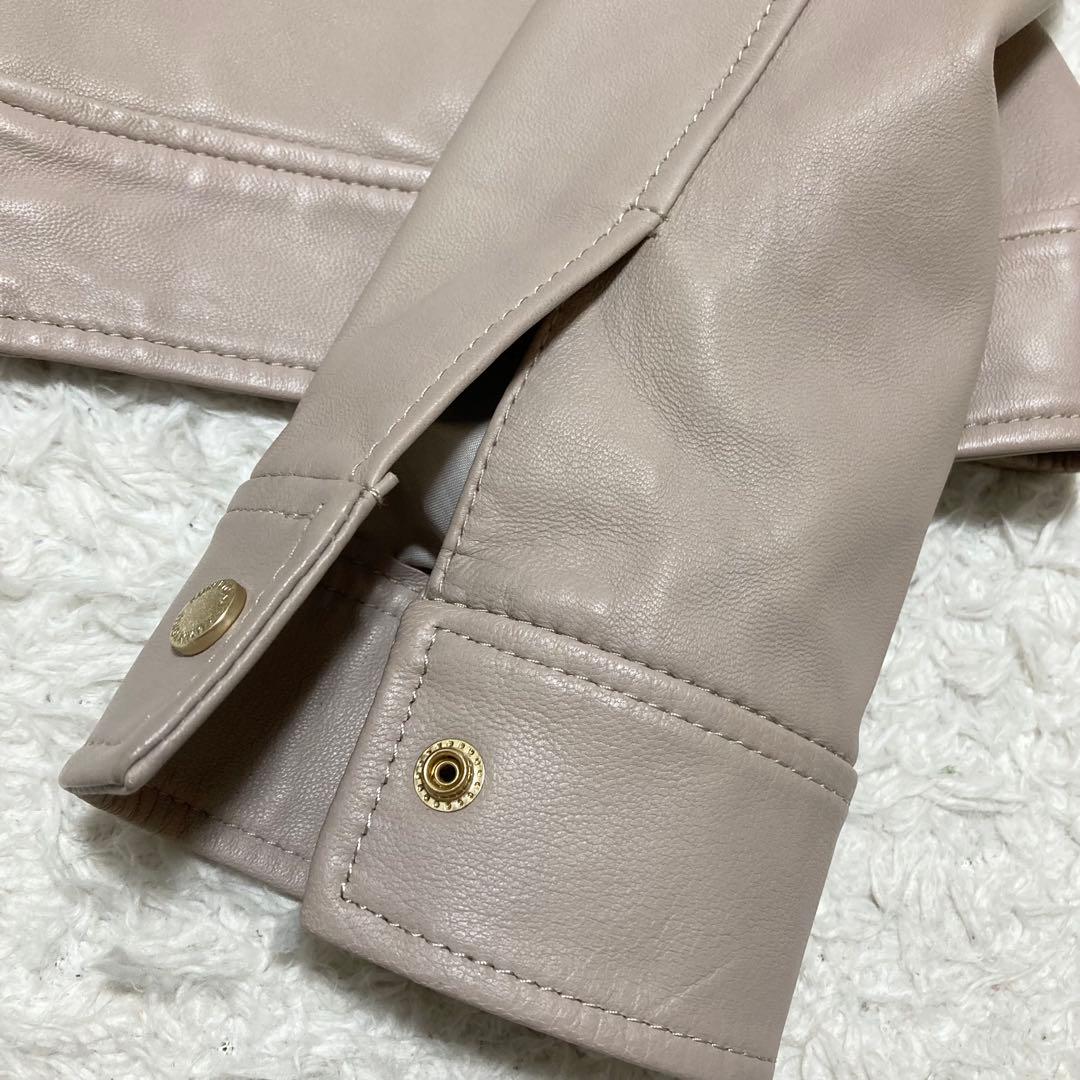 美品♡大きいサイズ クミキョク レザージャケット ノーカラー 羊革 L相当